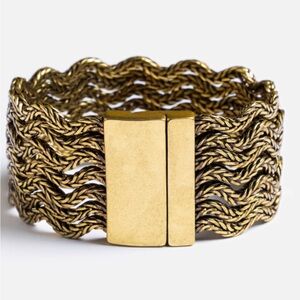 NWT Johnny Was Ric Rac Gold Bracelet Multiple Strand Magnetic Seven Strand Wavy